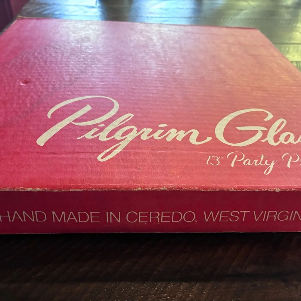 Vintage Pilgrim Glass Party Platter 13” original box USA